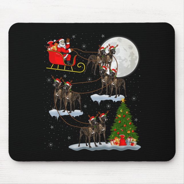 Great Dane Dog Santa Sleigh Flying Funny Magical C Mousepad (Vorne)