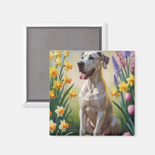 Great Dane Dog Spring Blumen Malerei Magnet