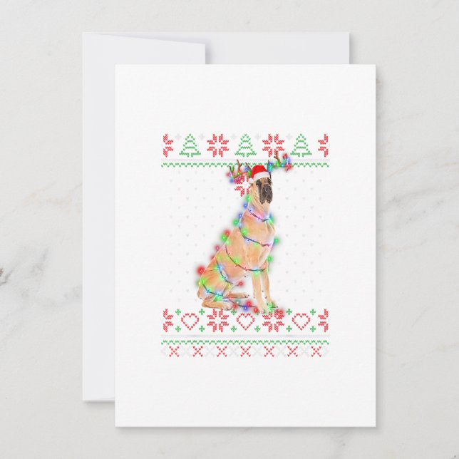 Great Dane Dog Ugly Sweater Christmas Welpe Hund L Einladung (Vorderseite)