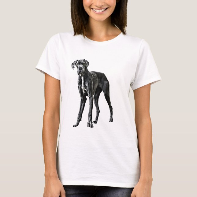 Great Dane Dog Wasserfarben Art Malerei T-Shirt (Vorderseite)