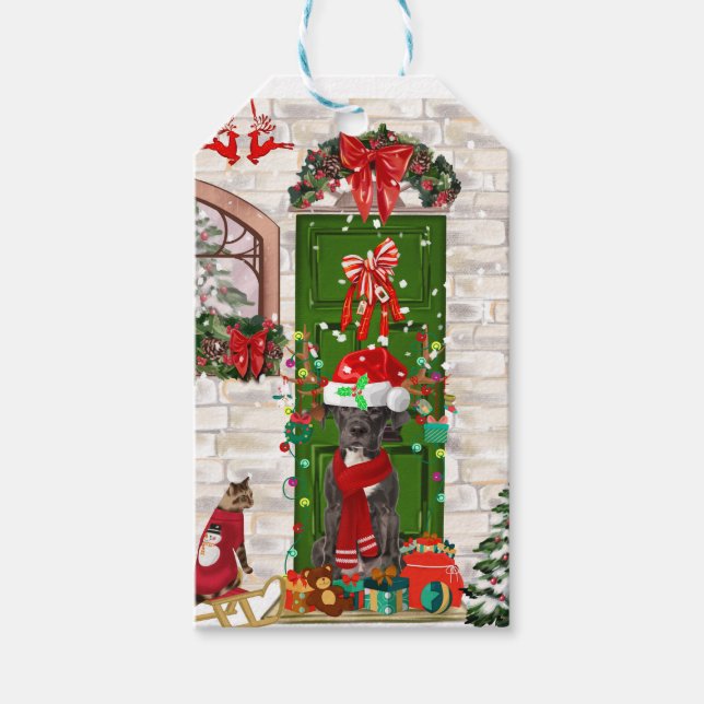 Great Dane Dog Weihnachten Geschenkanhänger (Vorderseite)