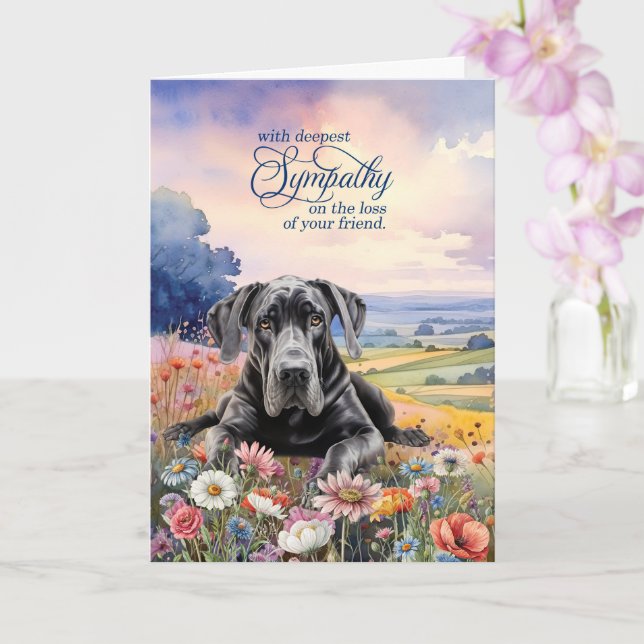 Great Dane Dog with Wildflowers Pet Sympathy Karte (Orchidee)