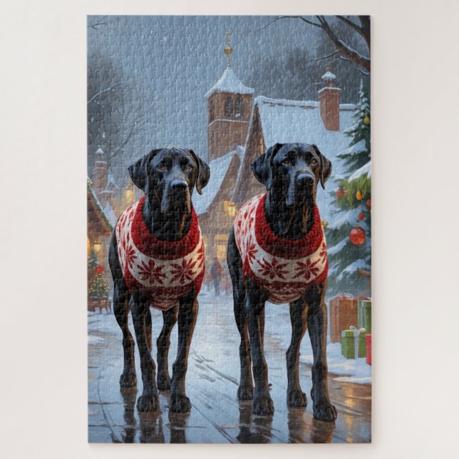 Great Dane Dogs Christmas Snow Holiday (Vertikal)