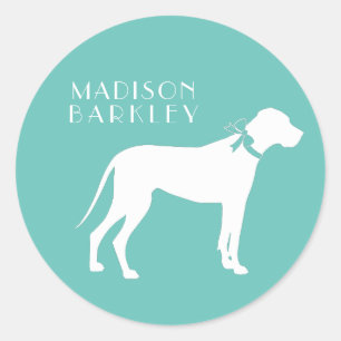 Great Dane Doppy Puppy Runder Aufkleber