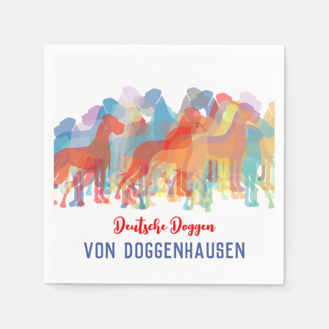 Great Dane farbig Serviette (Vorderseite)
