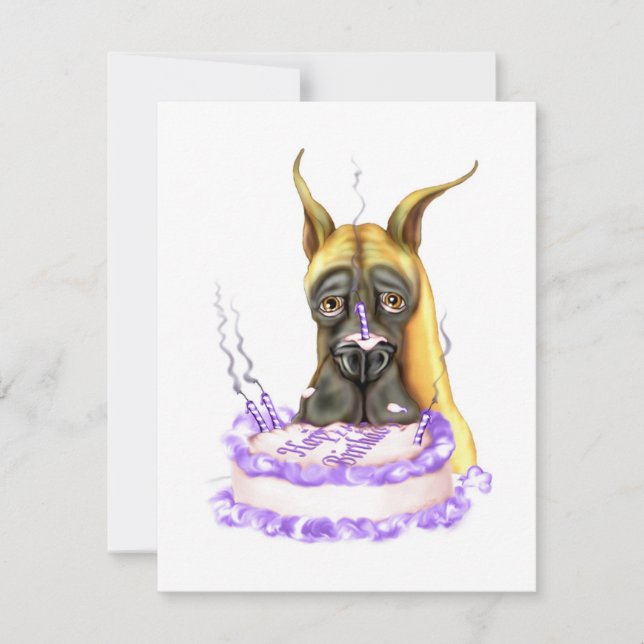Great Dane Fawn Birthday Cake Einladung (Vorderseite)