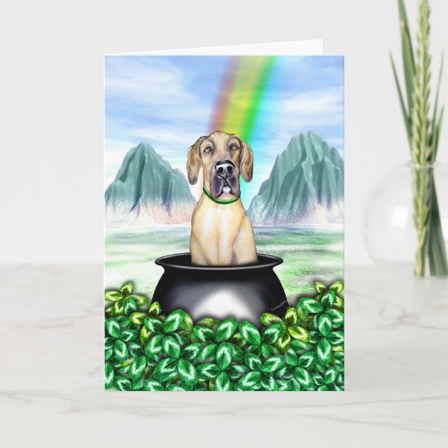 Great Dane Fawn UC Pot O Gold Karte (Vorderseite)