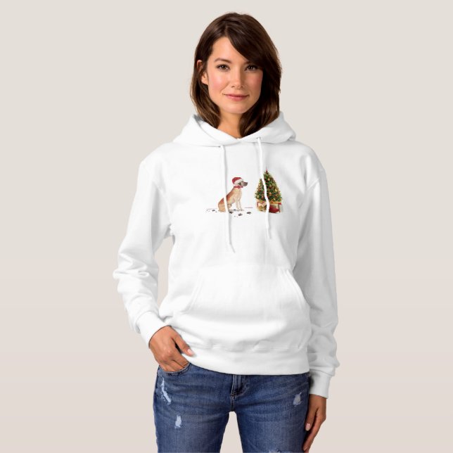 Great Dane Funny Christmas Dog mit Baum Hoodie (Vorne ganz)