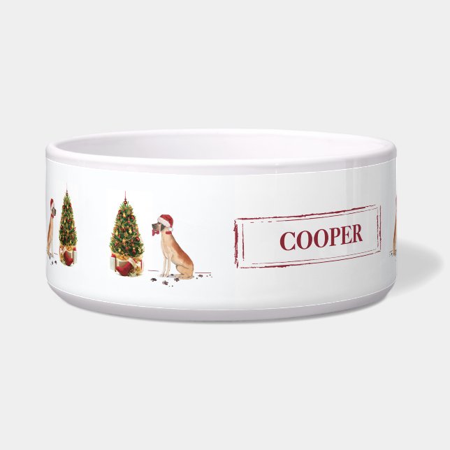 Great Dane Funny Christmas Dog mit Baum Napf (Links)