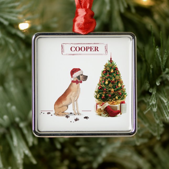Great Dane Funny Christmas Dog mit Baum Ornament Aus Metall (Baum)