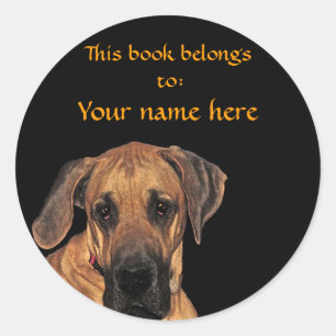 Great Dane Gentle Riant Buchzeichen Runder Aufkleber