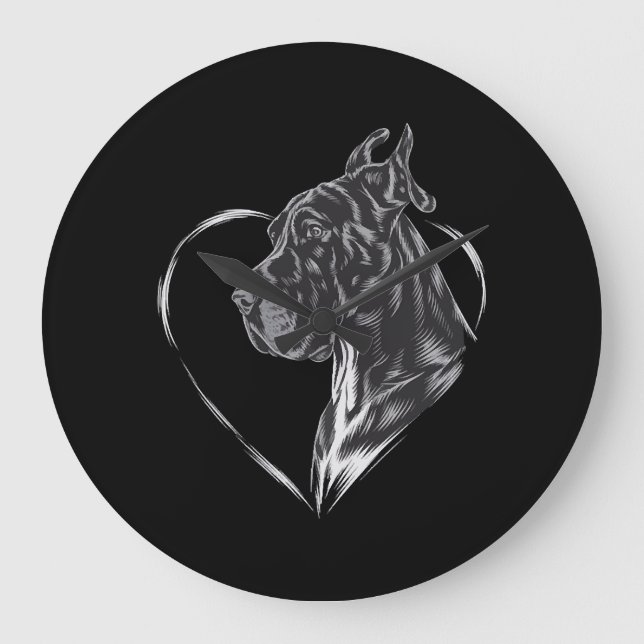 Great Dane Große Wanduhr (Vorderseite)