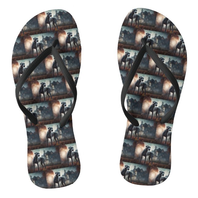 Great Dane Halloween Beängstigend Flip Flops (Fußbett)