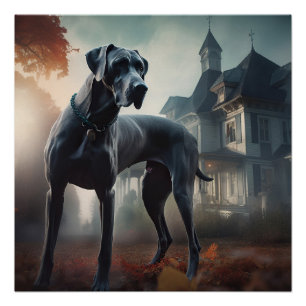 Great Dane Halloween Beängstigend Poster