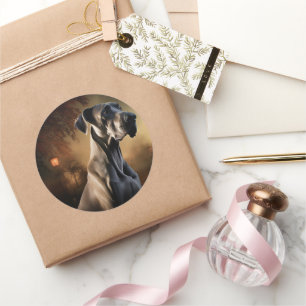 Great Dane Halloween Beängstigend Runder Aufkleber