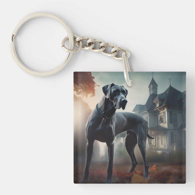 Great Dane Halloween Beängstigend Schlüsselanhänger (Vorderseite)