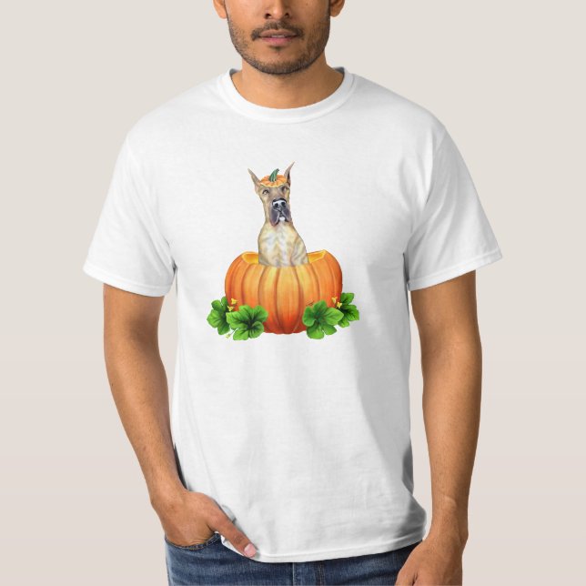 Great Dane Halloween Brindle Dane-O-Lantern T-Shirt (Vorderseite)