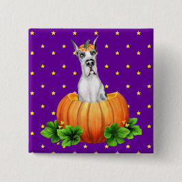 Great Dane Halloween Harlequin Dane-O-Lantern Button