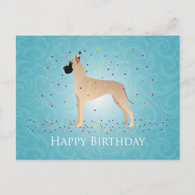 Great Dane Happy Birthday Design Postkarte (Vorderseite)
