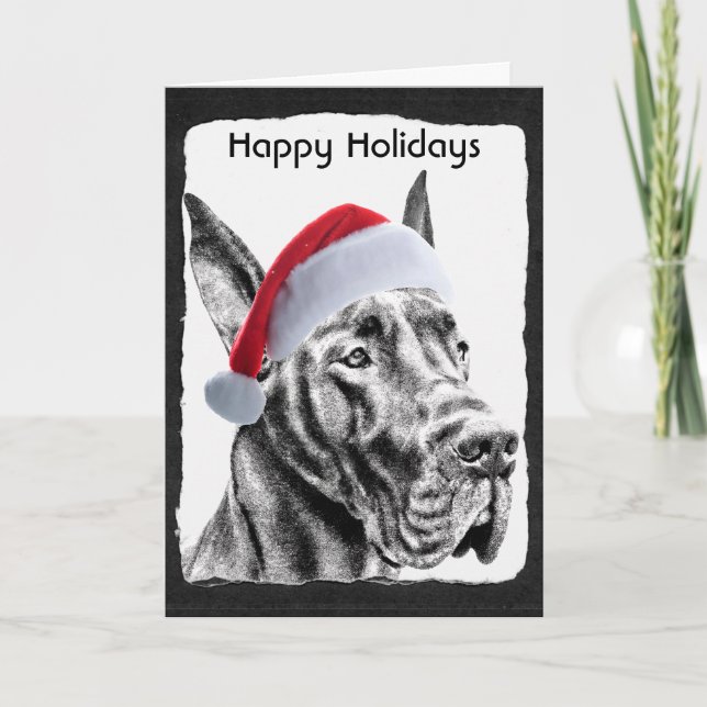 Great Dane "Happy Holidays" Feiertagskarte (Vorderseite)