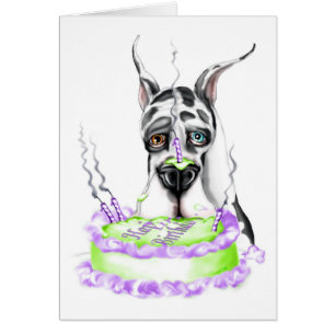 Great Dane Harlequin Birthday Cake Grußkarte
