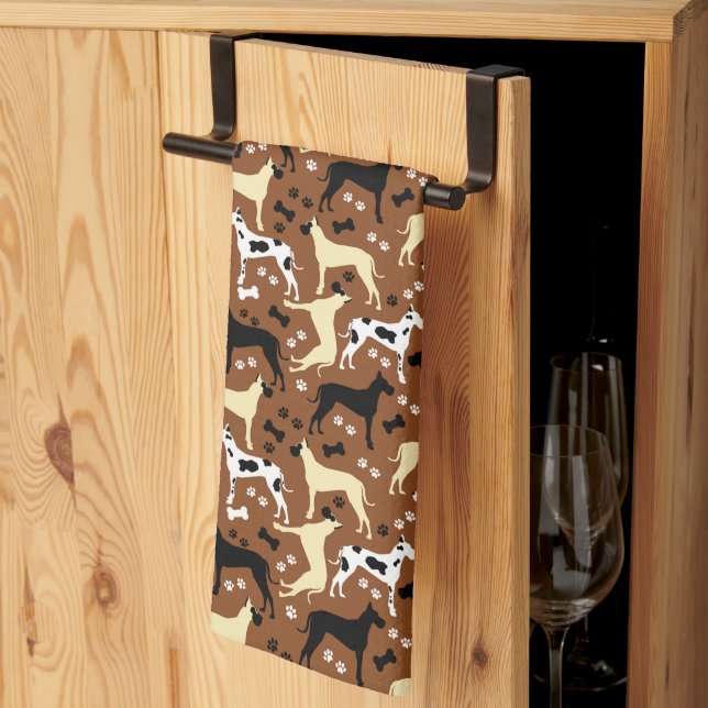 Great Dane Harlequin Fawn Black Danes Kitchen Towe Geschirrtuch (Drittel gefaltet)