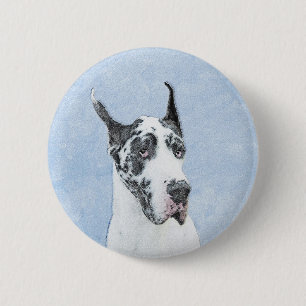 Great Dane (Harlequin) Malerei - Original Dog Art Button