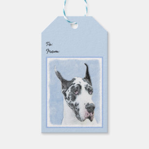 Great Dane (Harlequin) Malerei - Original Dog Art Geschenkanhänger