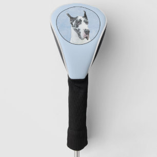 Great Dane (Harlequin) Malerei - Original Dog Art Golf Headcover