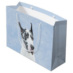 Great Dane (Harlequin) Malerei - Original Dog Art Große Geschenktüte