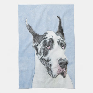 Great Dane (Harlequin) Malerei - Original Dog Art Küchentuch