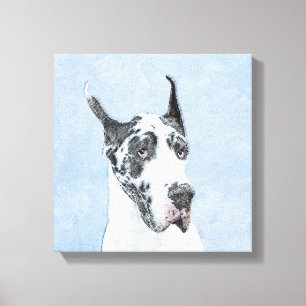 Great Dane (Harlequin) Malerei - Original Dog Art Leinwanddruck