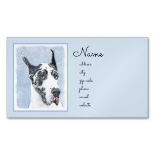 Great Dane (Harlequin) Malerei - Original Dog Art Magnetische Visitenkarte