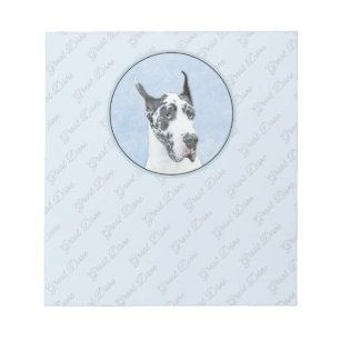 Great Dane (Harlequin) Malerei - Original Dog Art Notizblock