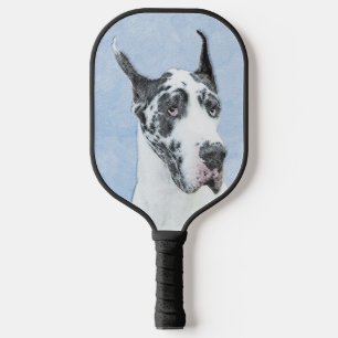 Great Dane (Harlequin) Malerei - Original Dog Art Pickleball Schläger