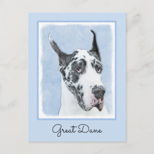 Great Dane (Harlequin) Malerei - Original Dog Art Postkarte