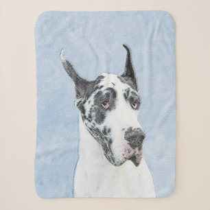 Great Dane (Harlequin) Malerei - Original Dog Art Sherpadecke