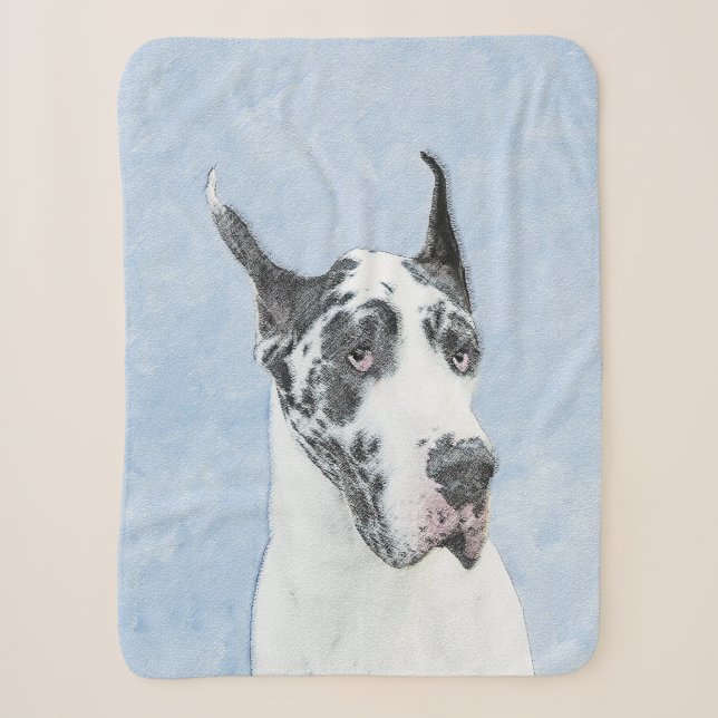 Great Dane (Harlequin) Malerei - Original Dog Art Sherpadecke (Vorderseite)