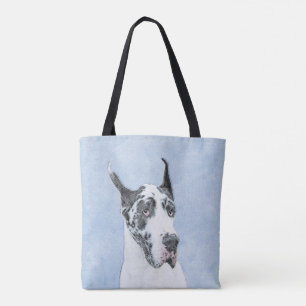Great Dane (Harlequin) Malerei - Original Dog Art Tasche