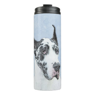 Great Dane (Harlequin) Malerei - Original Dog Art Thermosbecher