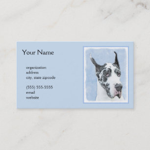 Great Dane (Harlequin) Malerei - Original Dog Art Visitenkarte