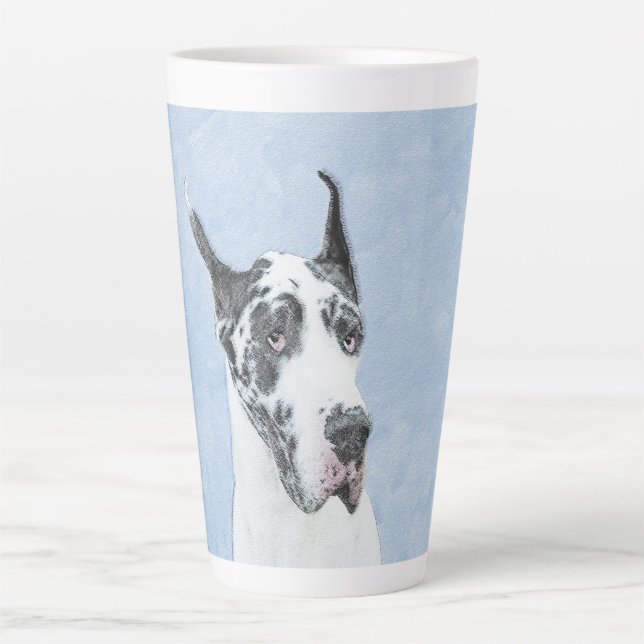 Great Dane (Harlequin) Malerei - Original Hundekun Milchtasse (Vorderseite)