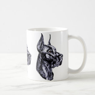 Great Dane Head Study Black Kaffeetasse