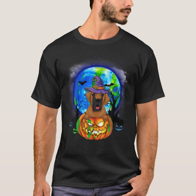 Great Dane Hexe Moon Pumpkin Beängstigend Hallowee T-Shirt (Vorderseite)