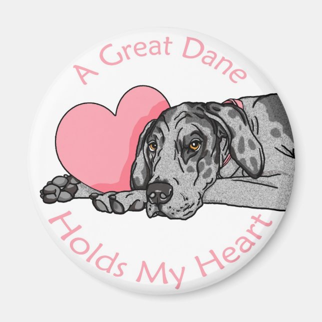 Great Dane Holds Heart Merle UC Magnet (Vorne)