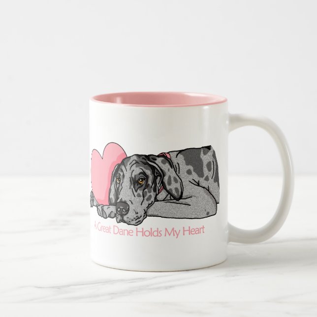 Great Dane Holds Heart Merle UC Zweifarbige Tasse (Rechts)