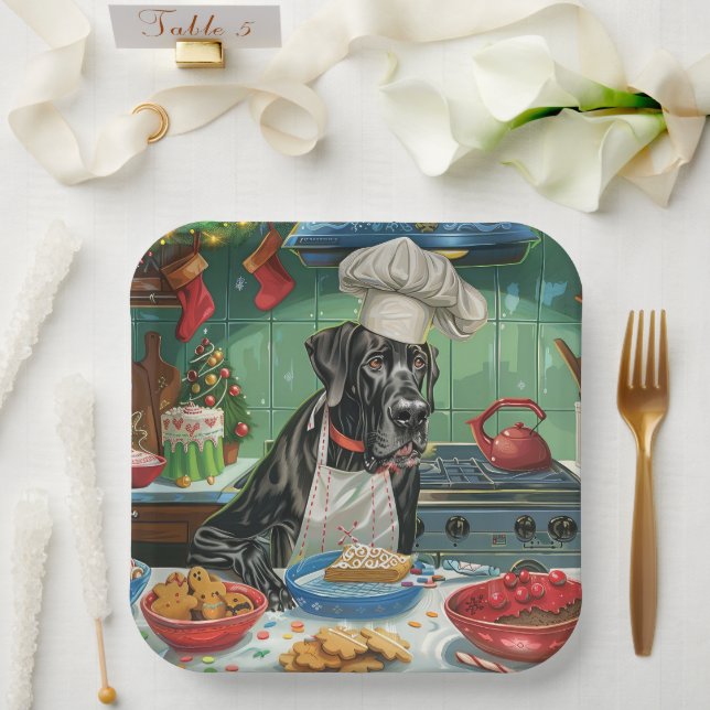 Great Dane Holiday Baking: Feierliche Weihnachten Pappteller (Hochzeit)