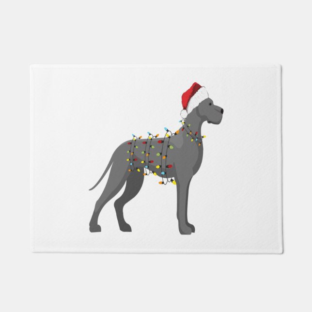 Great Dane Holiday Weihnachtslicht Fußmatte (Vorderseite)