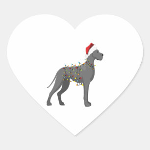 Great Dane Holiday Weihnachtslicht Herz-Aufkleber