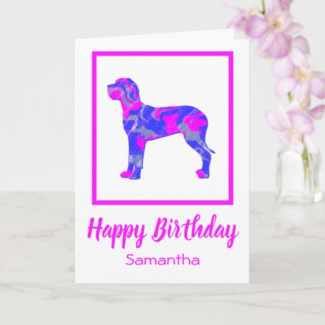 Great Dane Hot Pink Silhouette Hund Funny Geburtst Karte (Orchidee)